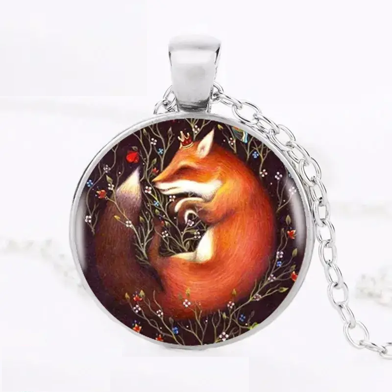 Підвіска кулон Спляча лисиця з квітами Sleeping Fox амулет оберіг талісман, фото 1