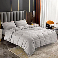 Однотонна постільна білизна Сатин Страйп ITALY Полуторний 150х210 Кремовий