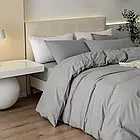 Сіра півтораспальна постільна білизна з вареної бавовни, фото 3