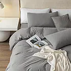 Сіра евро постільна білизна з вареної бавовни, фото 6