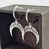 Срібні сережки з підвісками у вигляді півмісяця місяці Лунниці ажурні