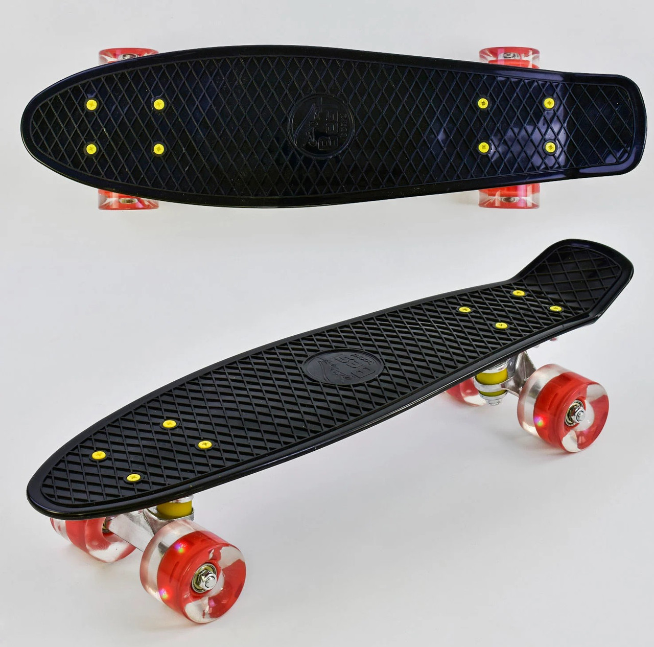 Скейт Пенні борд 0990 (8) Best Board, ЧОРНИЙ, дошка = 55см, колеса PU зі світлом, діаметр 6 см, фото 1