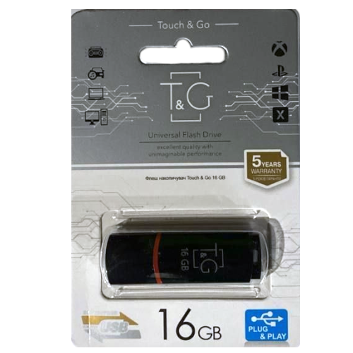 Флеш-накопичувач 16GB T&G 011 Classic series Black, флешка для пк, флешка для ноутбука, флешка 16G