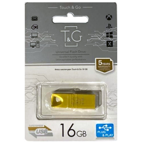 Флеш-накопичувач 16GB T&G 117 Metal series Gold