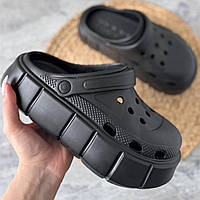 Crocs на платформі крокси жіночі чорні сабо для жінок на високій масивній підошві чорний колір 36-40 розмір
