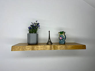 Настінні дерев'яні полиці з живим краєм 40 см