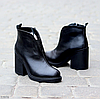 Шикарні чорні черевики ботильйони натуральна шкіра на стійких підборах, фото 8