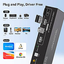 HDMI KVM-перемикач 2 монітори 2 комп'ютера 4K@30 Гц USB2.0 KVM-перемикач, Amazon, Німеччина, фото 2