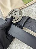 Ремінь шкіряний чоловічий чорний із чорною пряжкою преміум'якість, фото 4