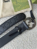 Ремінь шкіряний чоловічий чорний із чорною пряжкою преміум'якість, фото 6