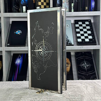 Нарди з металу 64×30×5 см, арт. 250063 "Карта світу"
