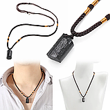 Чоловічий кулон чорний турмаліновий камінь лікувальний Кришталевий камінь підвіска, фото 5