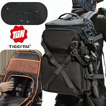 Рюкзак для фотографів фотоапарата і ноутбука апаратури кріплення штатива Tigernu Оксфорд 25 кишень