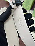Ремінь шкіряний чоловічий темно-синій зі сріблястою пряжкою преміум'якість, фото 3
