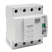 Пристрій захисного вимкнення 4Р 25А 30 мА 400V VIKO
