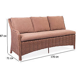 Диван для вулиці Аделіна 170 см з правим підлокітником зі штучного ротанга з подушками