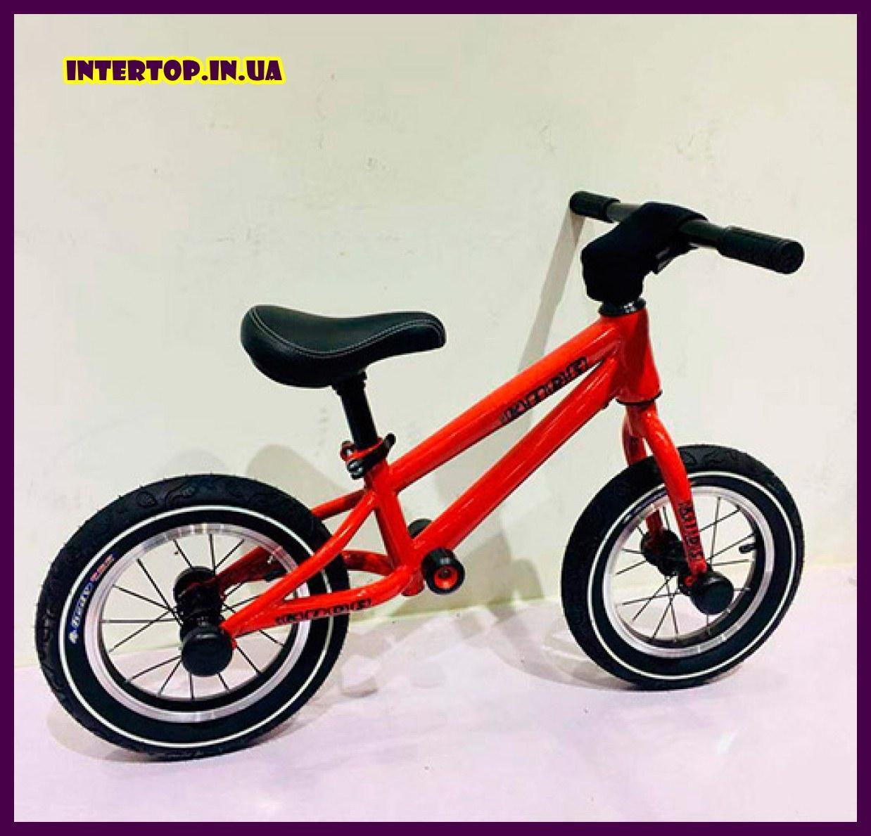 Дитячий біговел велобіг на гумових надувних колесах 12 дюймів PROF1 KIDS M 5451A-1 червоний, фото 1