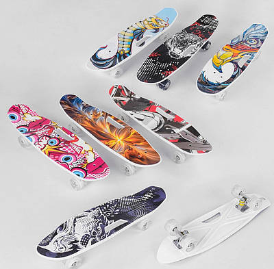 Скейт Пенні борд круізер з ручкою C 40311 (8) Best Board, колеса PU світяться, дошка = 65 см