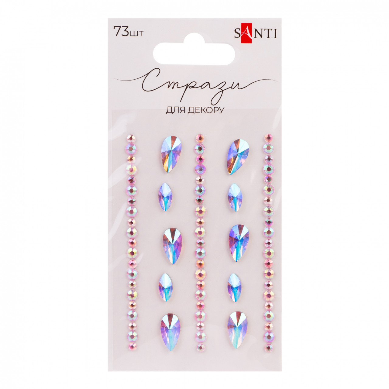 Стрази (самоклеючі  рожеві, 73 шт)  Краплі  SANTI