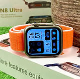 Смарт годинник Фітнес браслет треккер Smart Watch N8 Ultra пульсометром тонометром жовтогарячі + Подарунок, фото 5