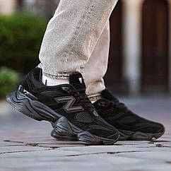 Чорні чоловічі замшеві кросівки New Balance 9060 спортивні нью баланс на масивній підошві