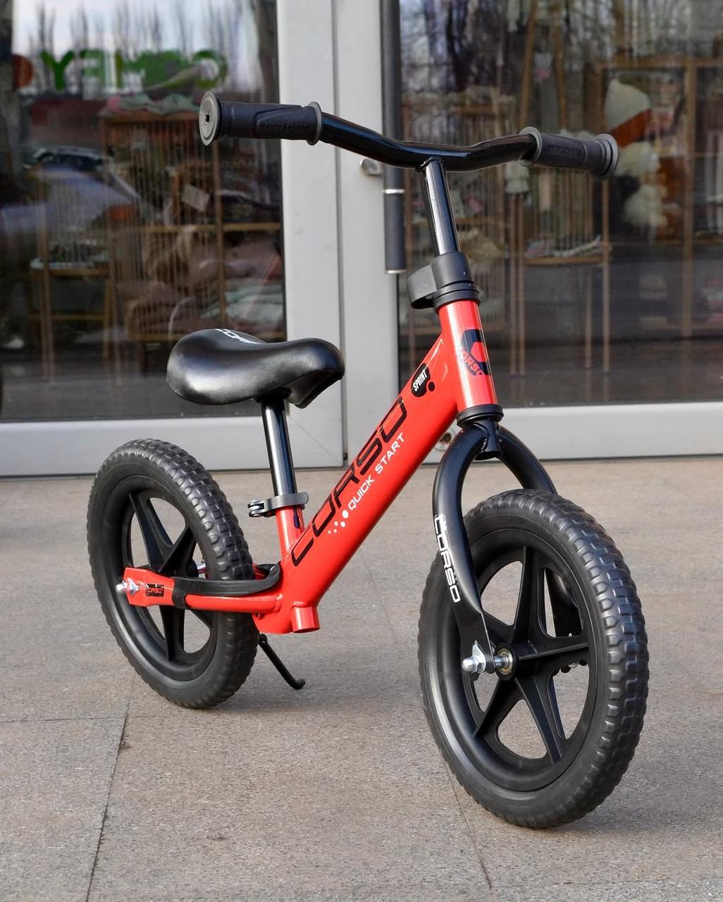 Дитячий біговел велобіг на сталевій рамі 12 дюймів CORSO SPRINT JR-74115 EVA колеса Червоний, фото 1