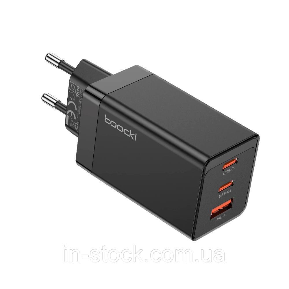 Зарядний пристрій Toocki 67W QC4.0 2xType-C+USB EU black