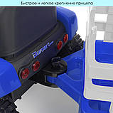 Дитячий електромобіль Трактор із причепом на радіокеруванні Bambi M 4479 Синій, фото 6