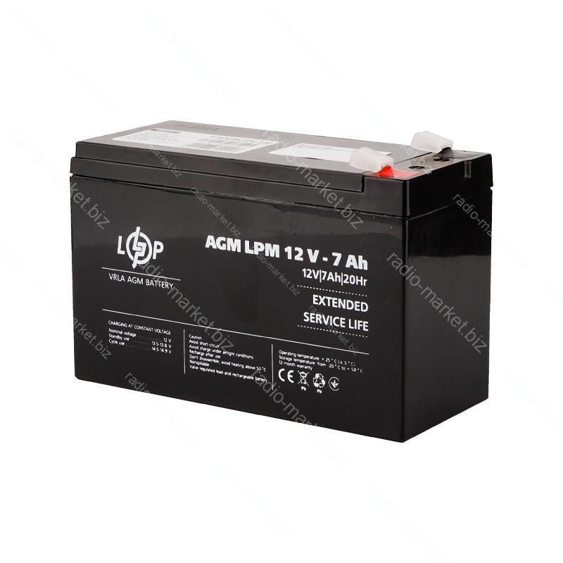 Акумулятор свинцево-кислотний SLA, LPM 12V 7A