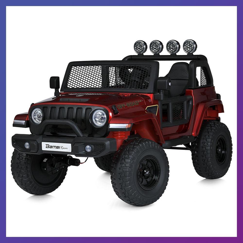 Дитячий електромобіль на акумуляторі двомісний Джип Jeep M 5780 з пультом р/у для дітей 3-8 років Червоний, фото 1