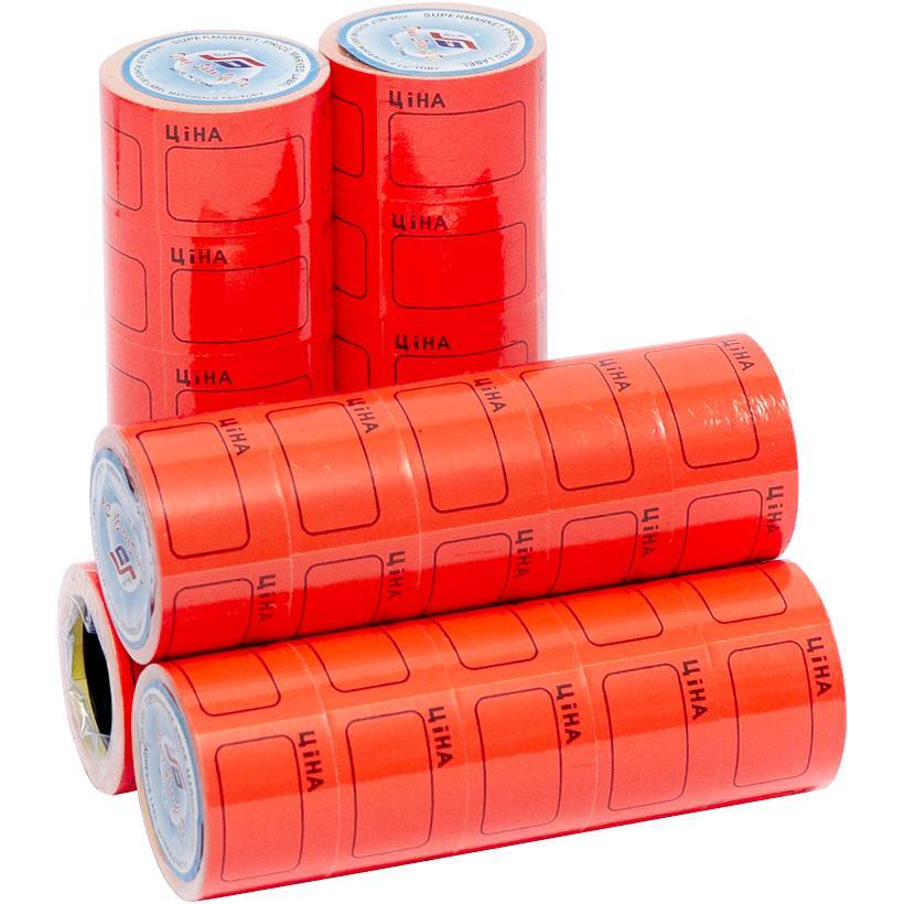 Цінник середній 2,5х3,5см "Ціна" з рамкою 33/3-306 червоний 100 шт. в 1 упаковці 2 шт, фото 1