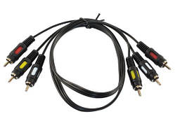 Кабель-перехідник звуковий, 3xRCA (M) - 3xRCA (M), 0.8 м, Black, Atcom (10808)