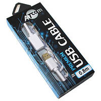 Кабель USB 2.0 AM - USB AF, 0.8 м, White, Atcom Premium (13424) (13424_ATCOM)