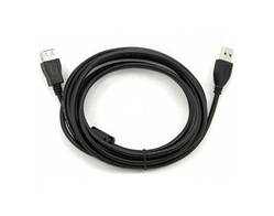 Кабель USB 2.0 AM - USB AF, 1.5 м, Black, Atcom, феритовий фільтр (17206)