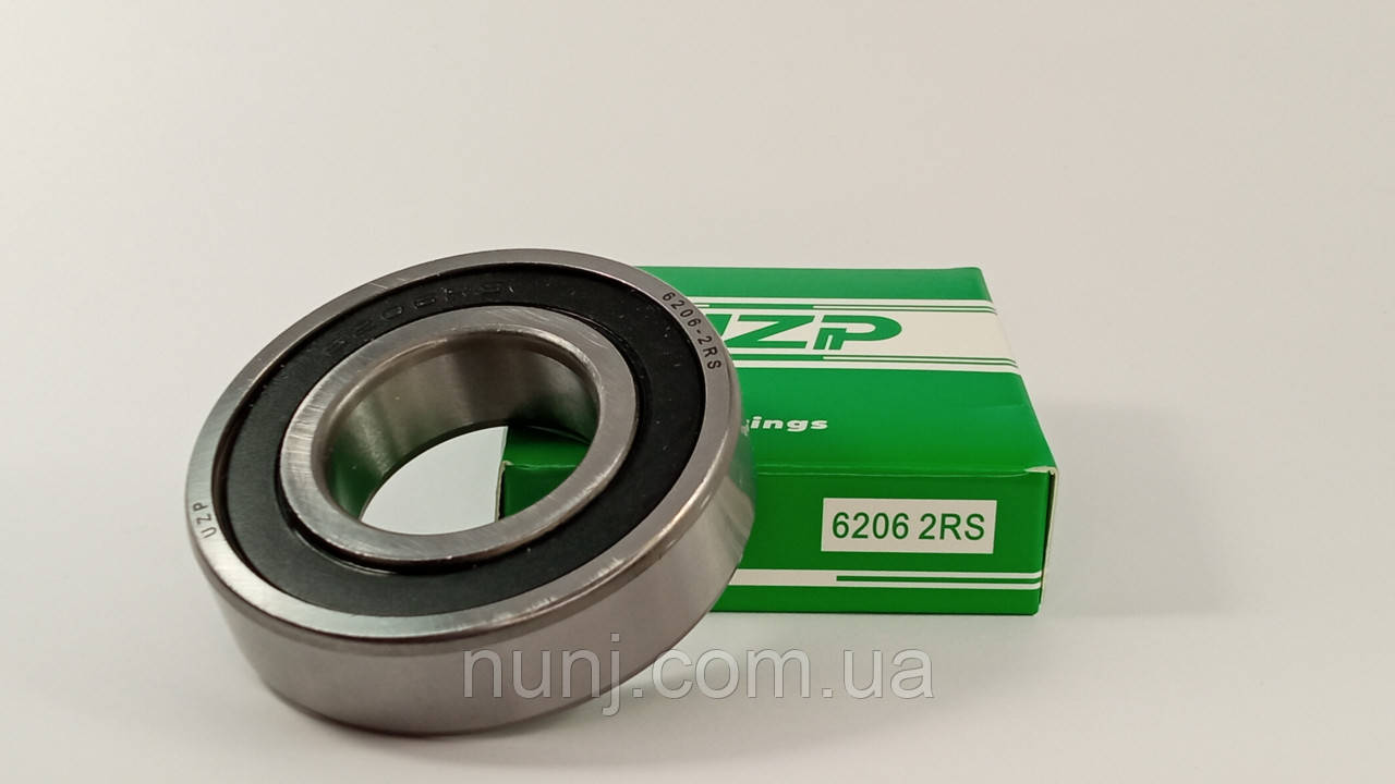 Підшипник 6206-2RS UZP (180206) розміри: 30*62*16 кульковий радіальний закритий, фото 1
