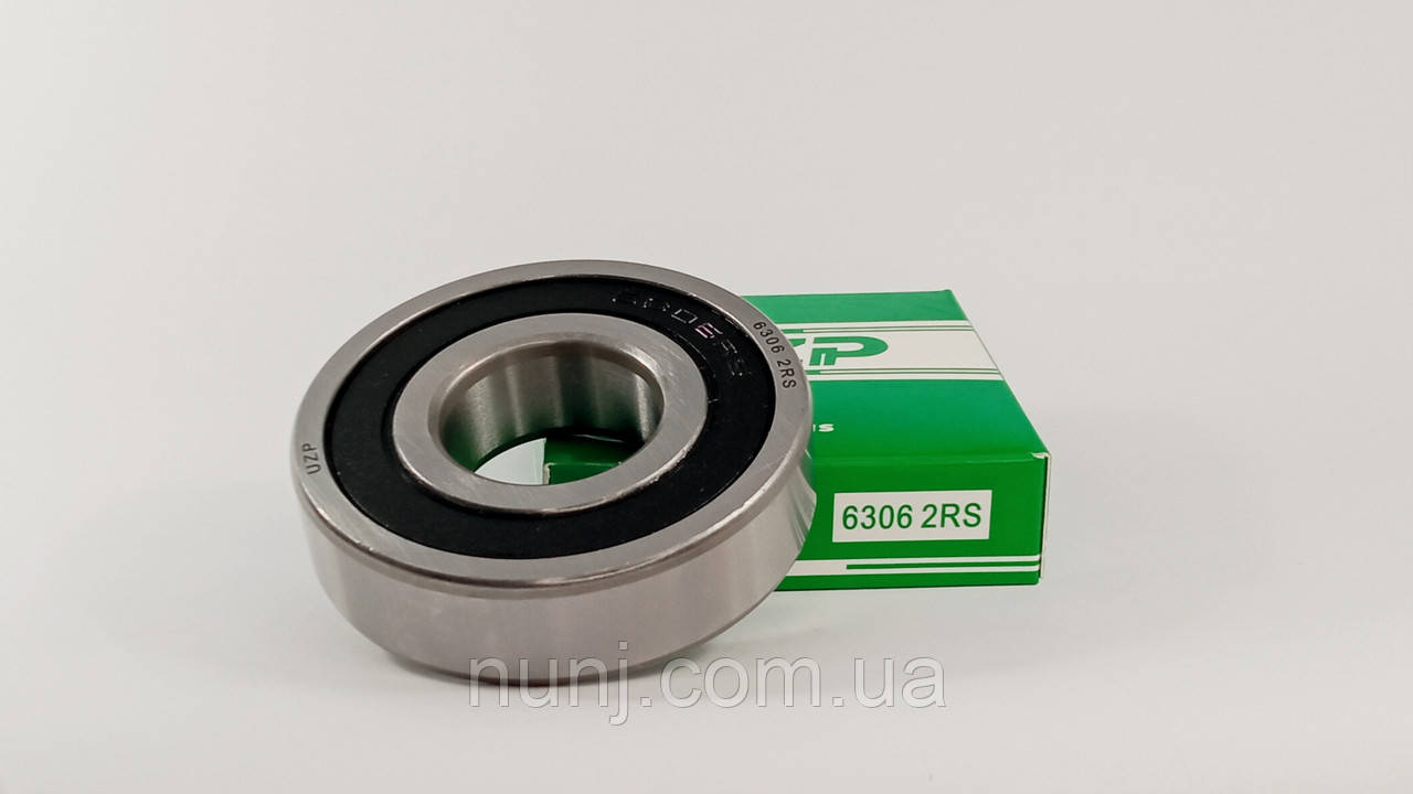 Підшипник 6306-2RS UZP (180306) розміри: 30*72*19 кульковий радіальний закритий, фото 1
