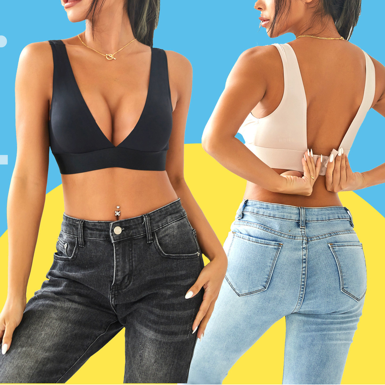 Бюстгальтер гладкий без кісточок, FINETOO з відкритою спинкою