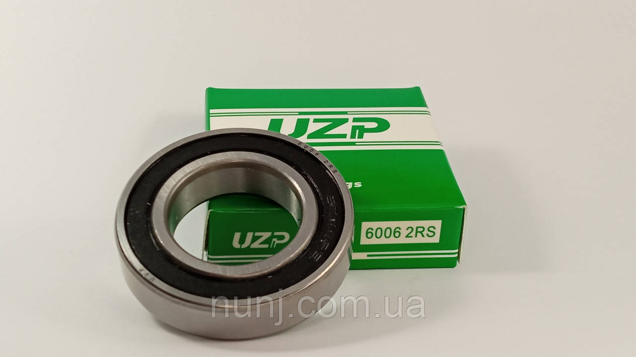 Підшипник 6006-2RS UZP (180106) розміри: 30*55*13 кульковий радіальний закритий, фото 1