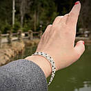 Жіночий срібний браслет подвійний арабський бісмарк з камінцями. регульований 17 - 20 см. Чорно білі камні, фото 2