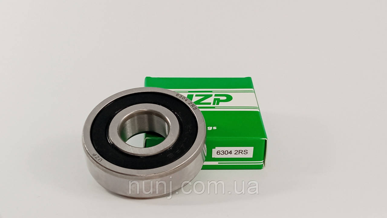 Підшипник 6304-2RS UZP (180304) розміри: 20*52*15 кульковий радіальний закритий, фото 1