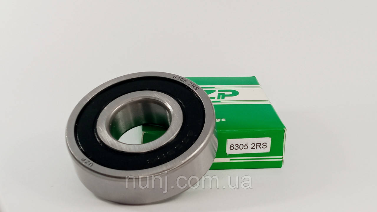 Підшипник 6305-2RS UZP (180305) розміри: 25*62*17 кульковий радіальний закритий, фото 1