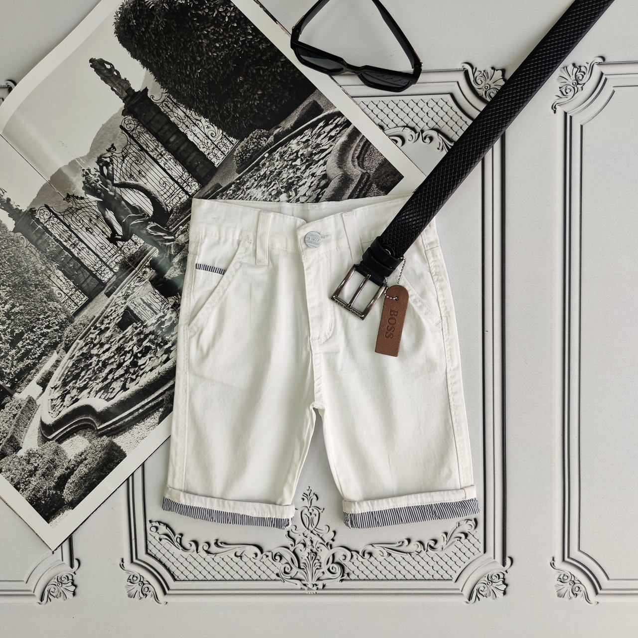 Дитячі білі котонові шорти для хлопчика