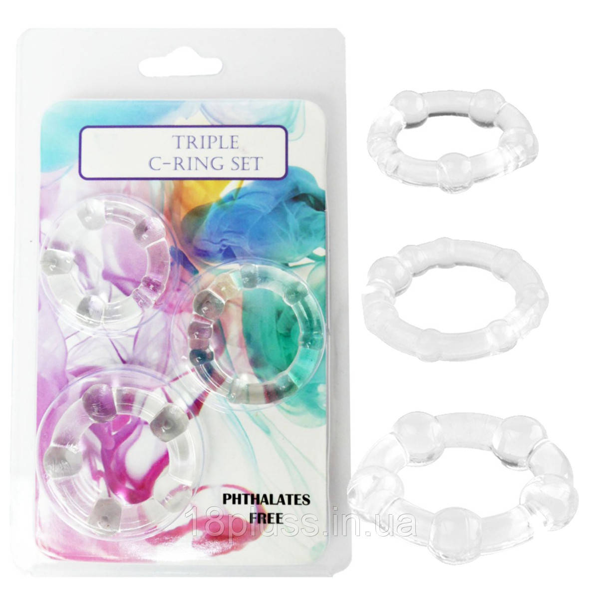 Набір ерекційних кілець Triple C-Ring Set Clear, фото 1