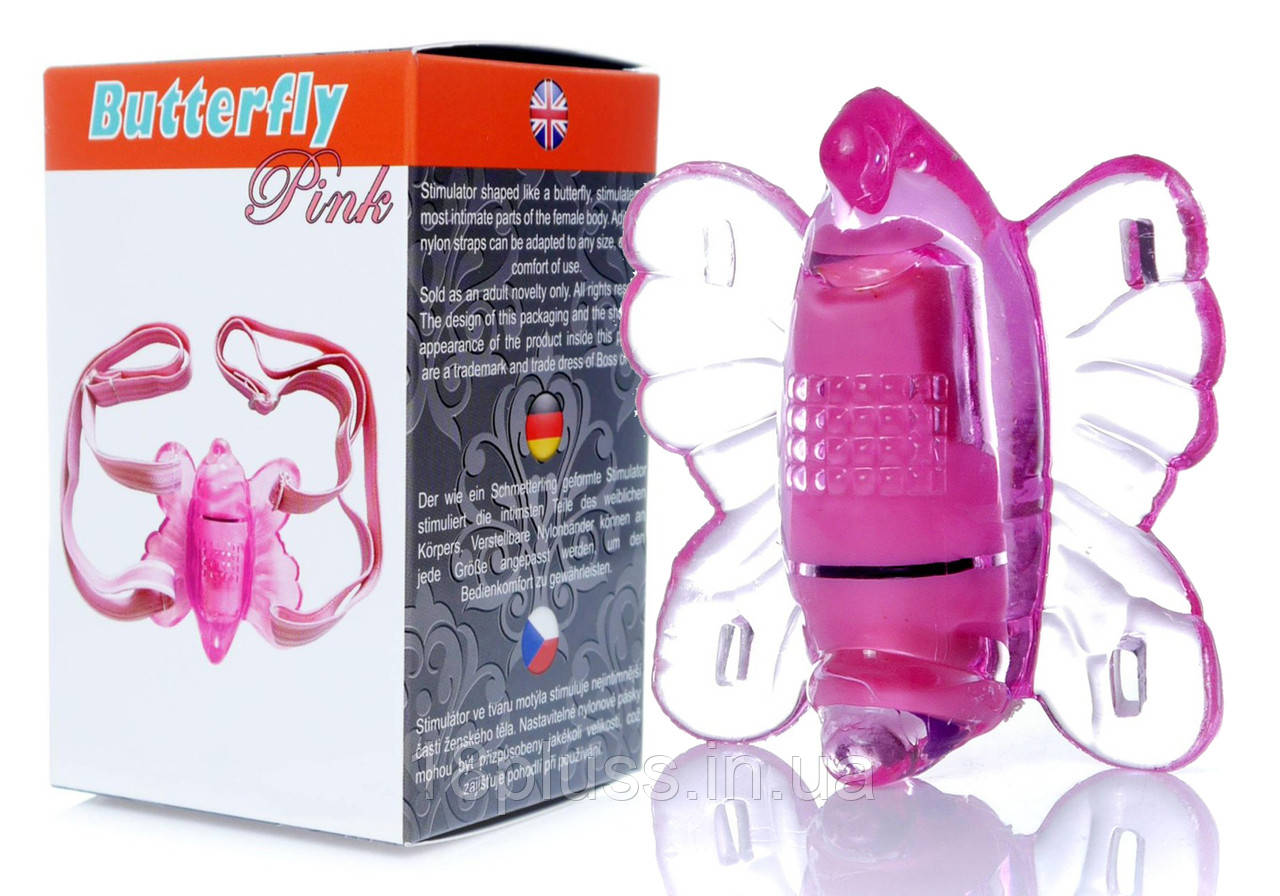 Вібростимулятор на регульованих ремінцях Butterfly Pink, фото 1