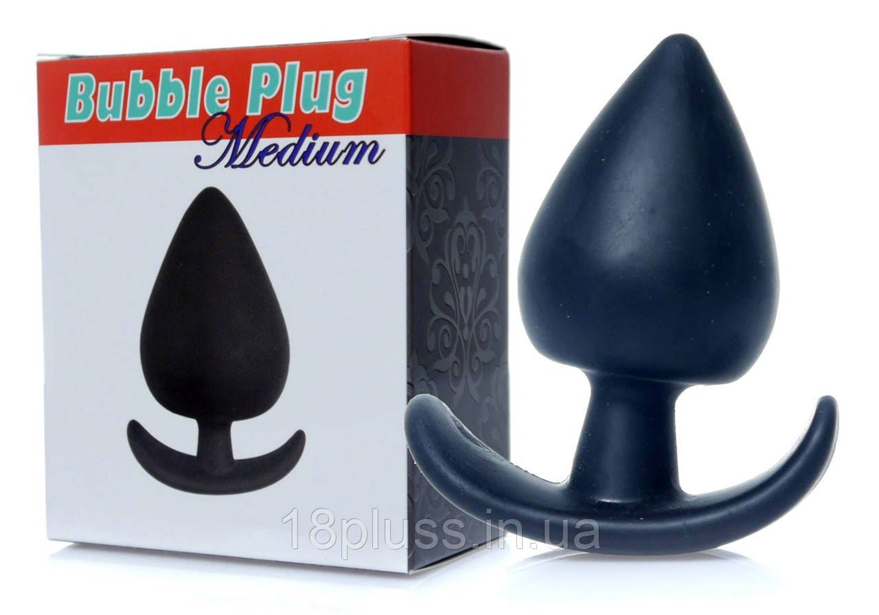 Чорна силіконова анальна пробка Bubble Plug Medium, фото 1