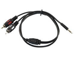 Кабель-перехідник звуковий, 3.5 мм (M) - 2xRCA (M), 0.8 м, Black, Atcom (10810)
