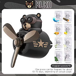 Багаторазовий ароматизатор в машину на решітку Hikii Bear Пілот Ведмедик + 6 ароматів