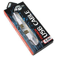 Кабель USB 2.0 AM - USB BM, 0.8 м, White, Atcom "Premium" (14370)