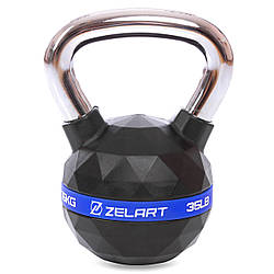 Гиря 16 кг сталева із пластиковим покриттям Zelart FI-1973-16 гиря хромована ручка з ПВХ покриттям