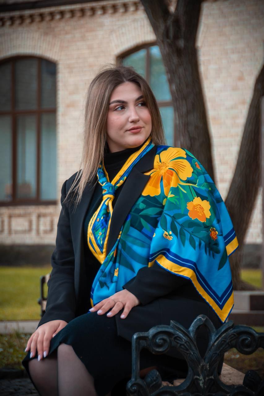 Набір твіллі + брелок + хустка "Квіти України" MyScarf
